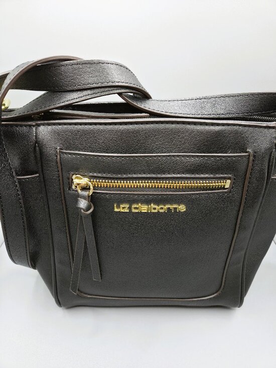 Liz Claiborne Handbags - Liz Claiborne Crossbody Bag Black Gold Hardware Clasic Minimalist Everyday Purse